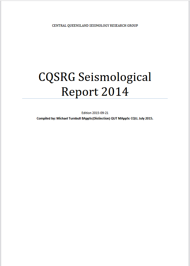 CQSRG Seismological Report 2014